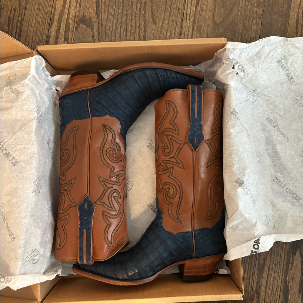 Kemo Sabe Dundee Blue Suede Caiman Boots - Size 9.5M - Picture 2 of 6